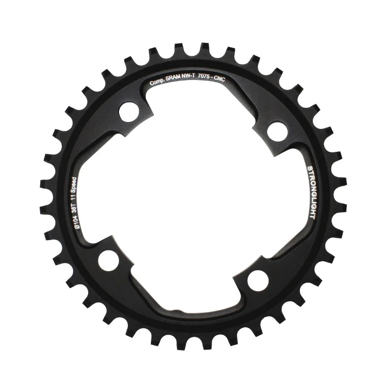 Plateau VTT 4 branches Ø 104 Pour Sram Xo1 Stronglight 36 dents Mono Noir Alu 7075 11V. Narrow Wide - Épaisseur 5 mm