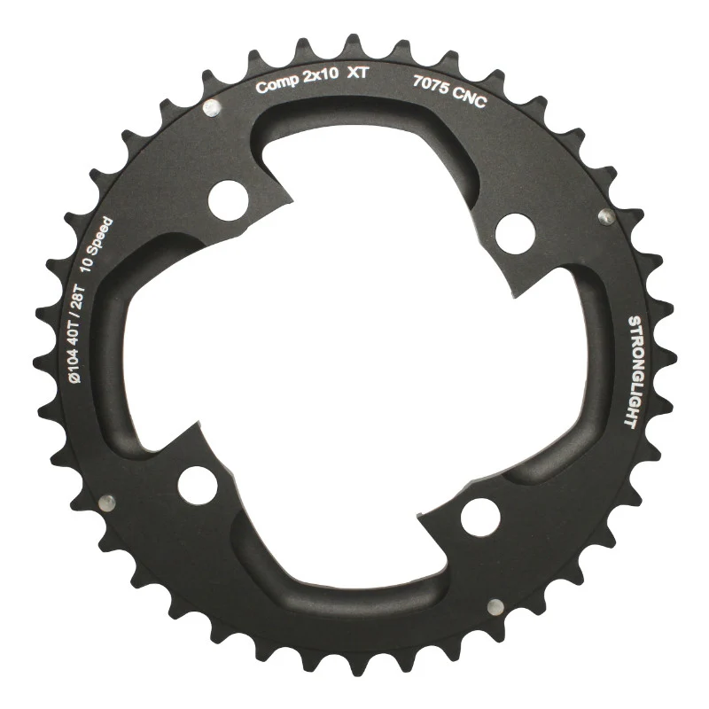 Plateau VTT 4 branches Ø 104 Pour Shimano Xt M785 Stronglight Double 40 dents Extérieur Noir (Pour Intérieur 28 dents) Non Filete - Épaisseur 5 mm 10V.