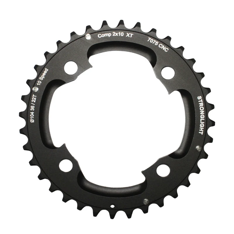 Plateau VTT 4 branches Ø 104 Pour Shimano Xt M785 Stronglight Double 36 dents Extérieur Noir (Pour Intérieur 22 dents) Non Filete - Épaisseur 5 mm 10V.