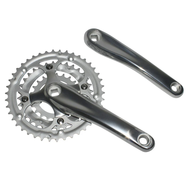 Pédalier VTT P2R 9-8V. Alu Argent 170 mm 42-32-22 (Boîtier 113 mm) Plateaux Demontables