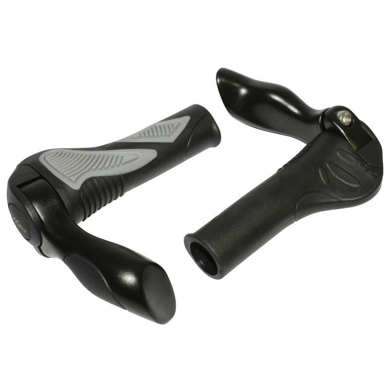 Poignée VTT Hafny Noir-Gris Avec Embout De Cintre Intégré 130 mm (Paire)