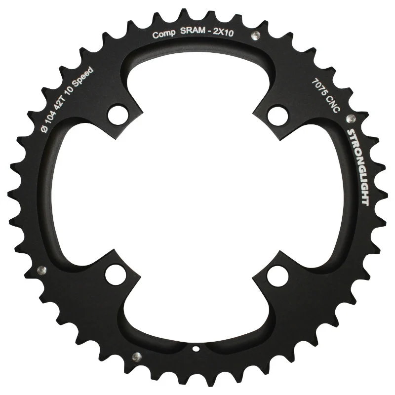 Plateau VTT 4 branches Ø 104 Pour Sram Xo Filete 10V. Stronglight Double 42 dents Extérieur Noir - Épaisseur 5 mm Filete 10V.