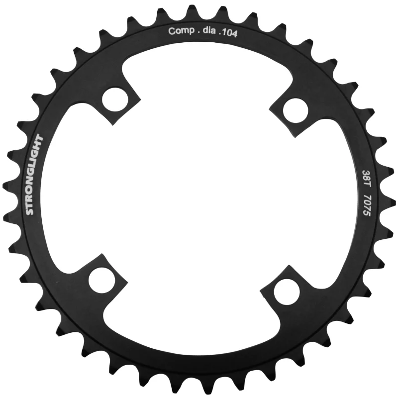 Plateau VTT 4 branches Ø 104 Stronglight Mono 38 dents Noir Alu 7075 - Épaisseur 3.5 mm 8-9V.