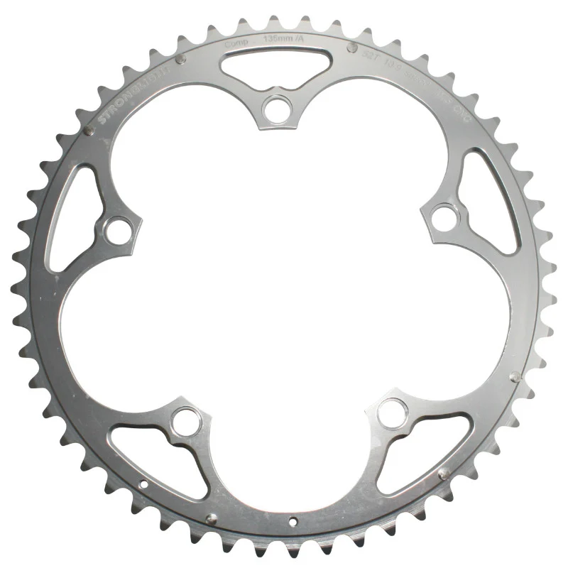 Plateau Route 5 branches Ø 135 Stronglight 52 dents Extérieur Campagnolo Argent Alu 7075 (Axe Carré) 9-10V.