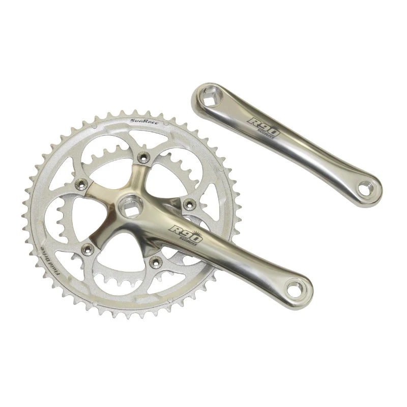 Pédalier Route Sunrace R96 8-9-10V. Compact Argent 170 mm 50-34 (Axe Carré)