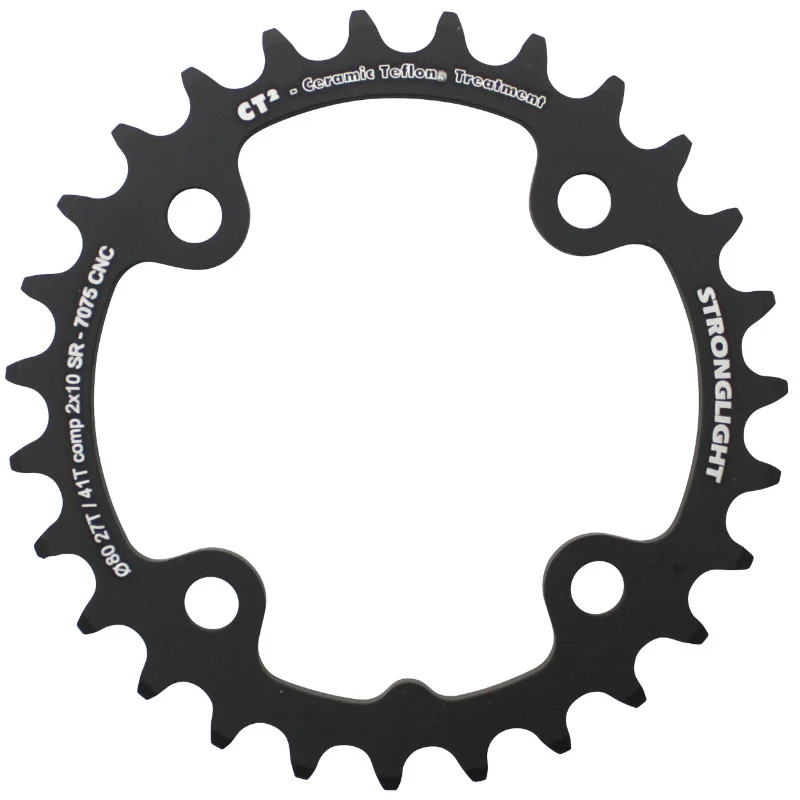 Plateau VTT 4 branches Ø 80 Pour Sram X0-Xx-X9-X7 Stronglight Double 27 dents Intérieur Noir Ct2 10V. - Épaisseur 3.5 mm