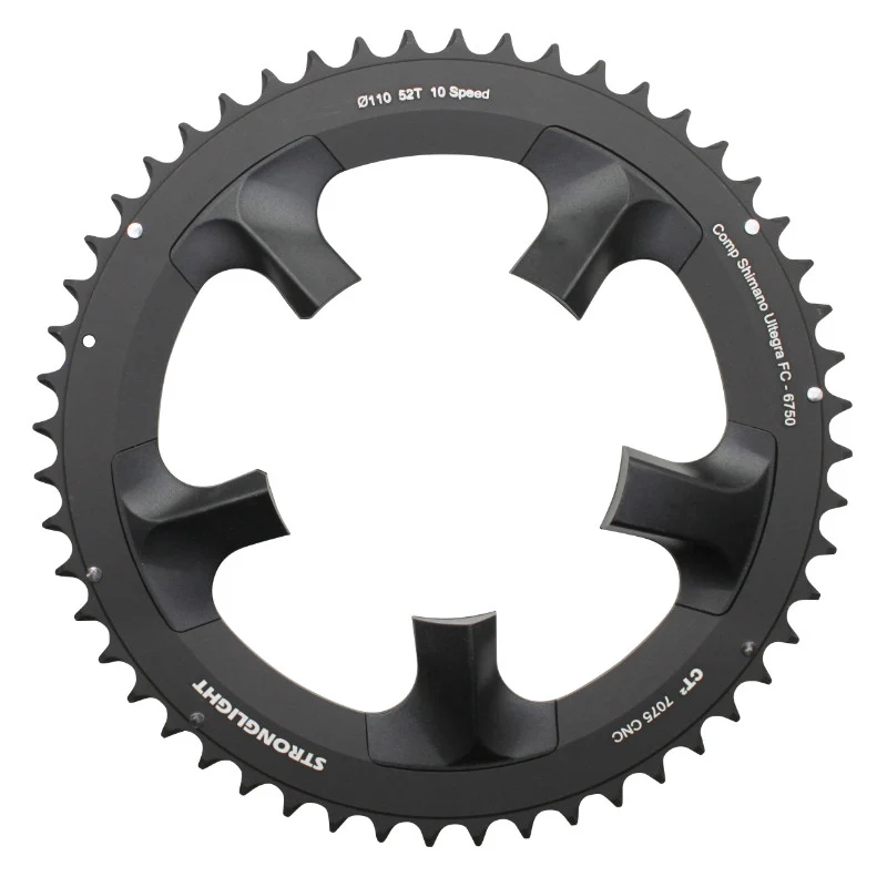 Plateau Route 5 branches Ø 110 Pour Shimano Ultegra 6750 Stronglight 52 dents Extérieur Noir Ct2 10V.