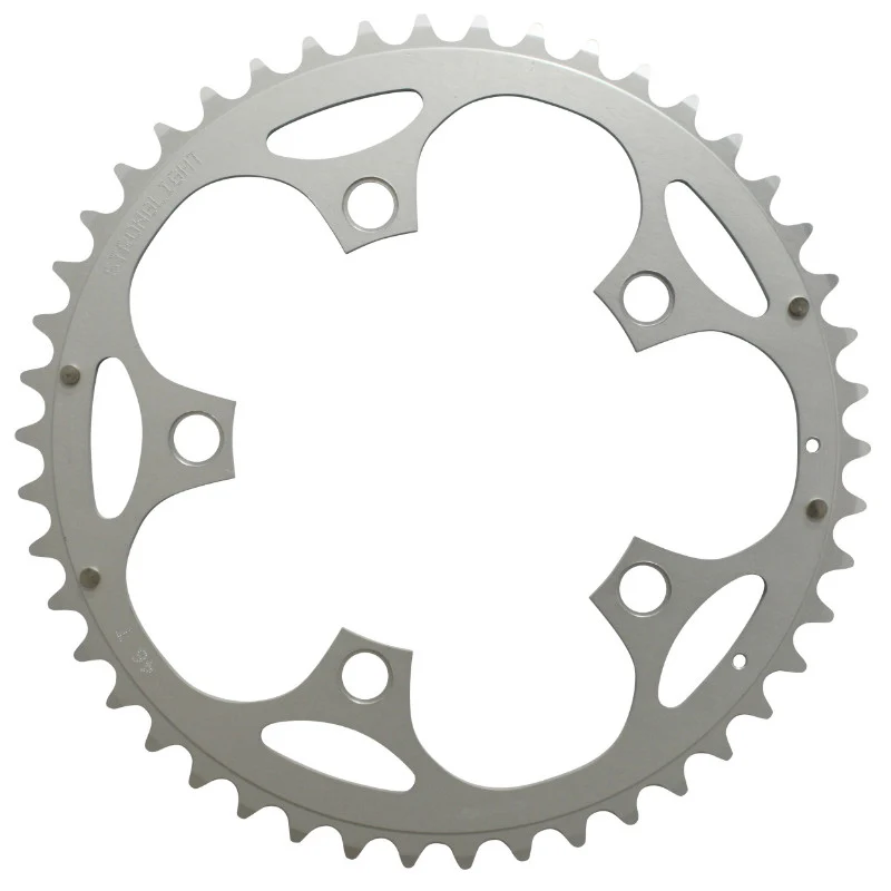 Plateau Route 5 branches Ø 110 Stronglight Dural 46 dents Extérieur Argent Type Shimano 10-9V.