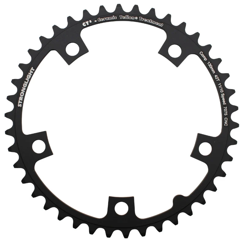 Plateau Route 5 branches Ø 130 Stronglight Ct2 42 dents Intérieur Noir Type Shimano 10-11V.