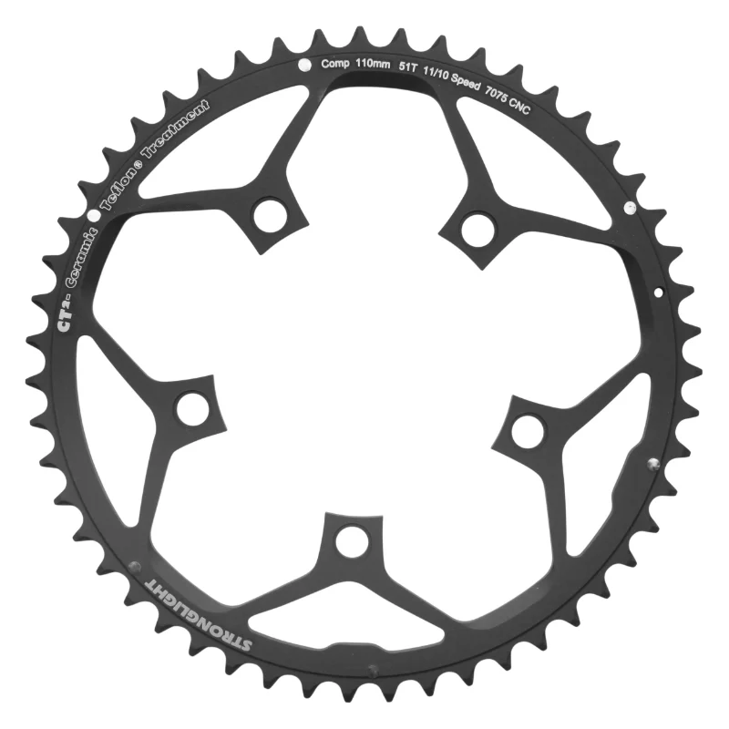 Plateau Route 5 branches Ø 110 Stronglight Ct2 51 dents Extérieur Noir Type Shimano 10-11V.