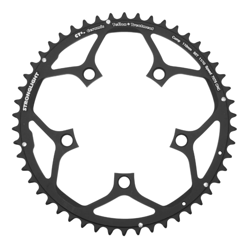 Plateau Route 5 branches Ø 110 Stronglight Ct2 50 dents Extérieur Noir Type Shimano 10-11V.
